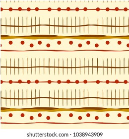 Vector Tribal Pattern. Geometrical red and Brown Ethnic Background with Triangles and Stripes