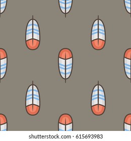 Vector tribal seamless pattern with feathers. Perfect for wallpaper, wrapping paper and fabric