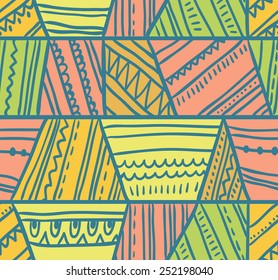 Vector tribal seamless pattern. Geometric background