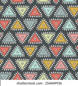 Vector tribal seamless pattern with triangles. Geometric background