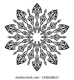 Vector tribal snowflake sun mandala design motif