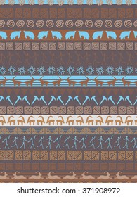 Vector tribal striped seamless pattern. Geometric background. Folk ornamental textile. Ice age
