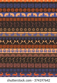 Vector tribal striped seamless pattern. Geometric background. Folk ornamental textile. Ice age
