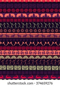 Vector tribal striped seamless pattern. Geometric background. Folk ornamental textile. Ice age