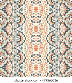 Vector Tribal style ethnic seamless pattern. Vintage indian geometric background