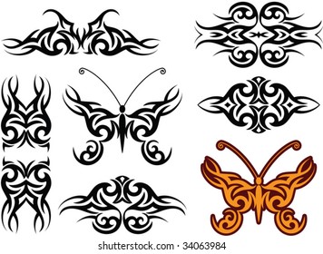 Vector Tribal Tattoo Armband, Butterfly