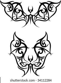 Vector Tribal tattoo bat