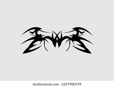 vector tribal tattoo black dragon head horns