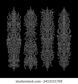 vector tribal tattoo border element, Abstract ethnic shapes in gothic style. Hand drawn modern elements for typography, tattoo, poster, cover. Vector illustration