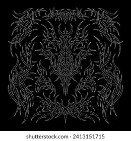 vector tribal tattoo border element, Abstract ethnic shapes in gothic style. Hand drawn modern elements for typography, tattoo, poster, cover. Vector illustration