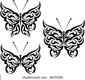 Vector Tribal tattoo Butterfly