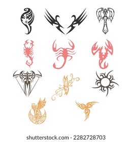 colección editable de tatuajes tribales vectoriales