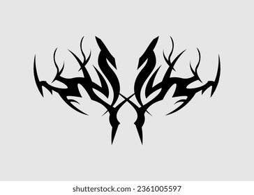 vector tribal tattoo fire black dragon head	