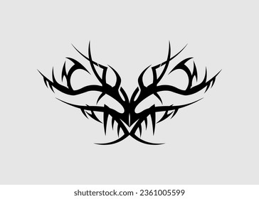 vector tribal tattoo fire black dragon head	