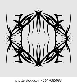 vector tribal tattoo pattern scary symmetrical, gothic, metal, scary, monster, chest decoration, back decoration