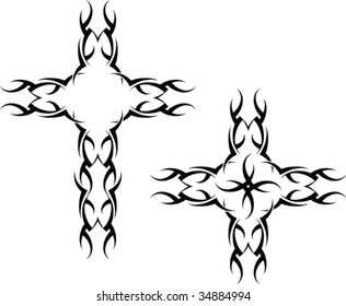 Vector Tribal Tattoo Set Cross Stock Vector (Royalty Free) 34884994 ...