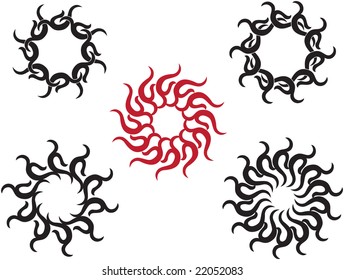 Vector Tribal tattoo set Sun Various Design
