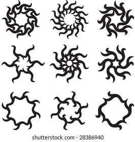 Vector Tribal tattoo set Sun, Flame Designs
