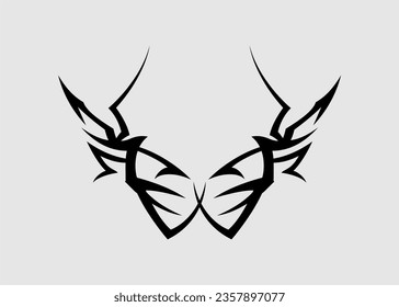 vector tribal tattoo sharp black dragon horns
