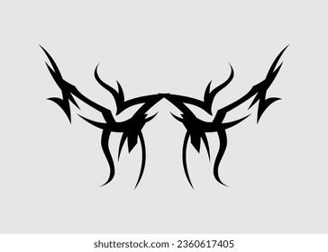 Vector tribal tattoo sharp black dragon head