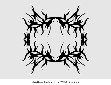vector tribal tattoo sharp black symmetrical wings	