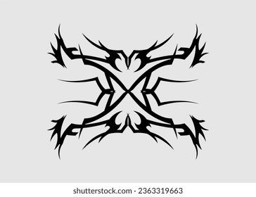 vector tribal tattoo sharp black symmetrical wings