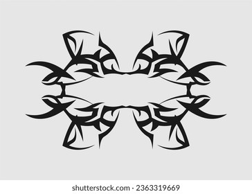 tatuaje tribal vectorial agudo alas simétricas negras