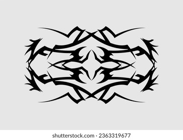 vector tribal tattoo sharp black symmetrical wings