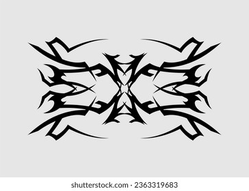 vector tribal tattoo sharp black symmetrical wings