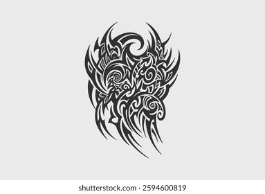 Vector tribal tattoo. Silhouette illustration. Isolated abstract element