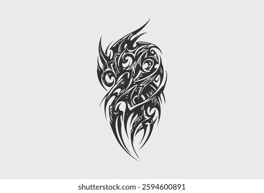 Vector tribal tattoo. Silhouette illustration. Isolated abstract element