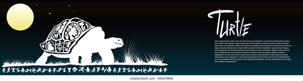 Vector tribal turtle, illustration, background Africa