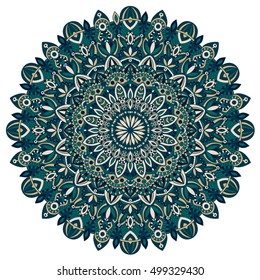 Vector tribal vintage ethnic element for print. Mandala background. Handmade oriental ornament.
