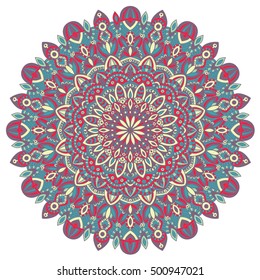 Vector tribal vintage ethnic element for print. Mandala background. Handmade oriental ornament.