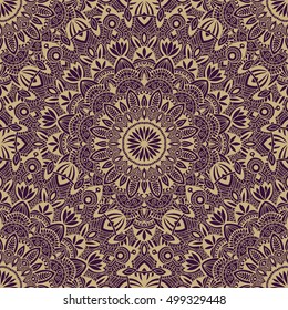 Vector tribal vintage ethnic seamless pattern for print. Mandala background. Handmade oriental ornament.