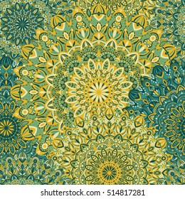 Vector tribal vintage ethnic seamless pattern for print. Mandala background. Handmade oriental ornament.