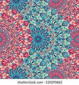 Vector tribal vintage ethnic seamless pattern for print. Mandala background. Handmade oriental ornament.