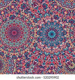 Vector tribal vintage ethnic seamless pattern for print. Mandala background. Handmade oriental ornament.