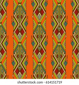 Vector Tribal vintage ethnic seamless pattern. Aztec, mexican, navajo, african motif