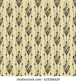 Vector Tribal vintage ethnic seamless pattern. Aztec, mexican, navajo, african motif