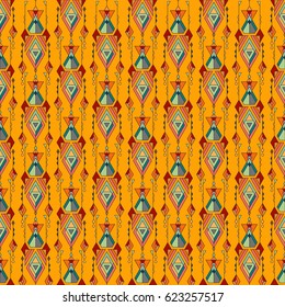 Vector Tribal vintage ethnic seamless pattern. Aztec, mexican, navajo, african motif