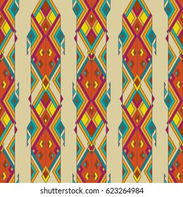 Vector Tribal vintage ethnic seamless pattern. Aztec, mexican, navajo, african motif