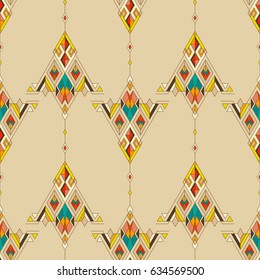 Vector Tribal vintage ethnic seamless pattern. Aztec, mexican, navajo, african motif