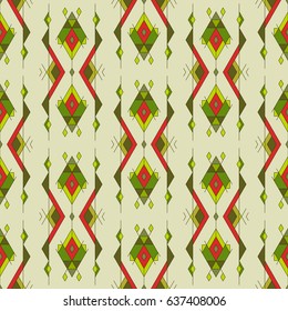 Vector Tribal vintage ethnic seamless pattern. Aztec, mexican, navajo, african motif