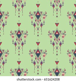 Vector Tribal vintage ethnic seamless pattern. Aztec, mexican, navajo, african motif