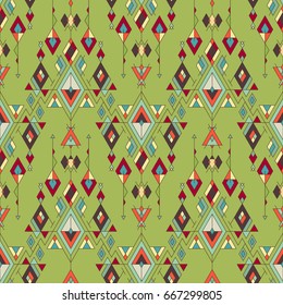Vector Tribal vintage ethnic seamless pattern. Aztec, mexican, navajo, african motif