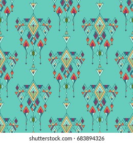 Vector Tribal vintage ethnic seamless pattern. Aztec, mexican, navajo, african motif