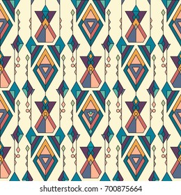 Vector Tribal vintage ethnic seamless pattern. Aztec, mexican, navajo, african motif