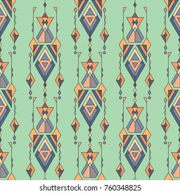 Vector Tribal vintage ethnic seamless pattern. Aztec, mexican, navajo, african motif
