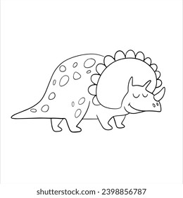 Vector Triceratops, drawing for children. Colorful hand drawn dinosaur cartoon style. illustration of dinosaurs isolated on background